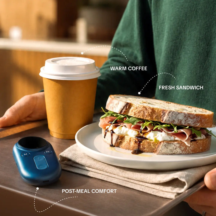Person enjoying a meal while exploring the connection between digestion and the nervous system
