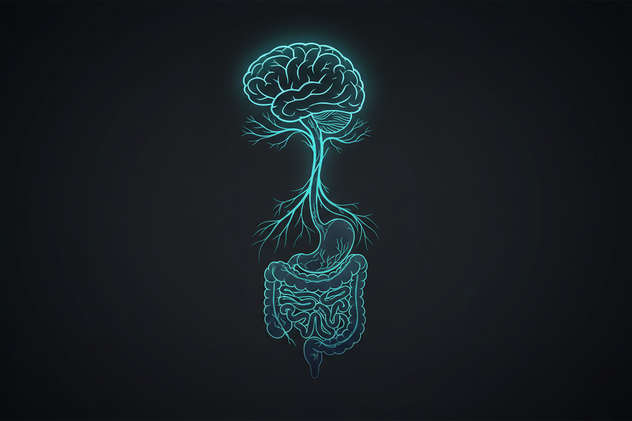  Gut-brain axis and vagus nerve connection illustration for digestive wellness