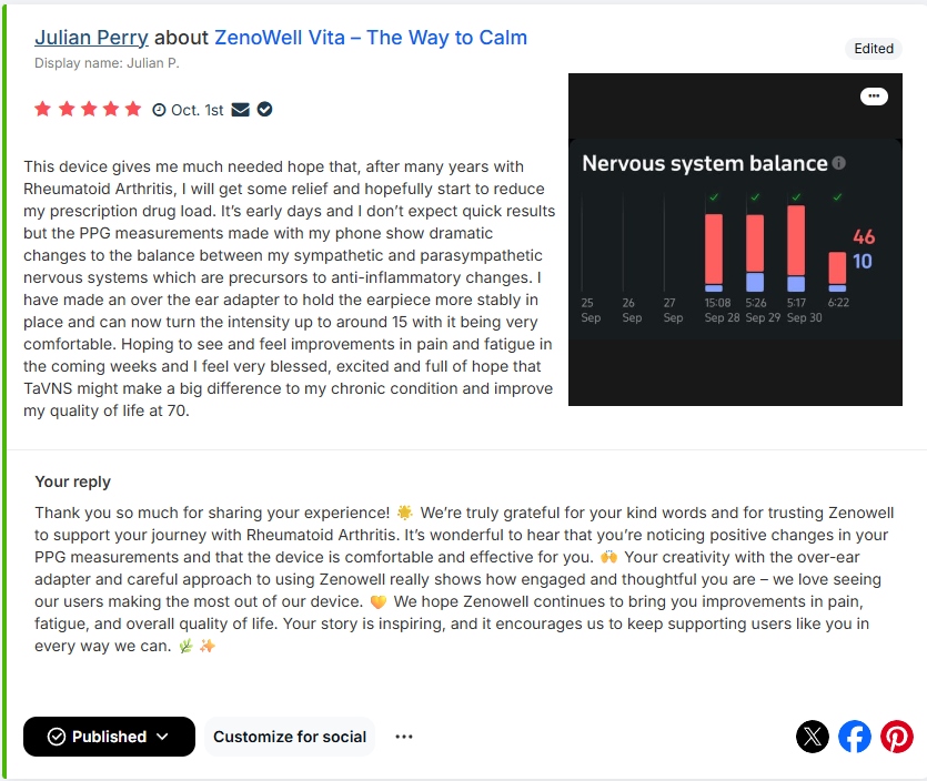 Julian P. body pain testimonial screenshot