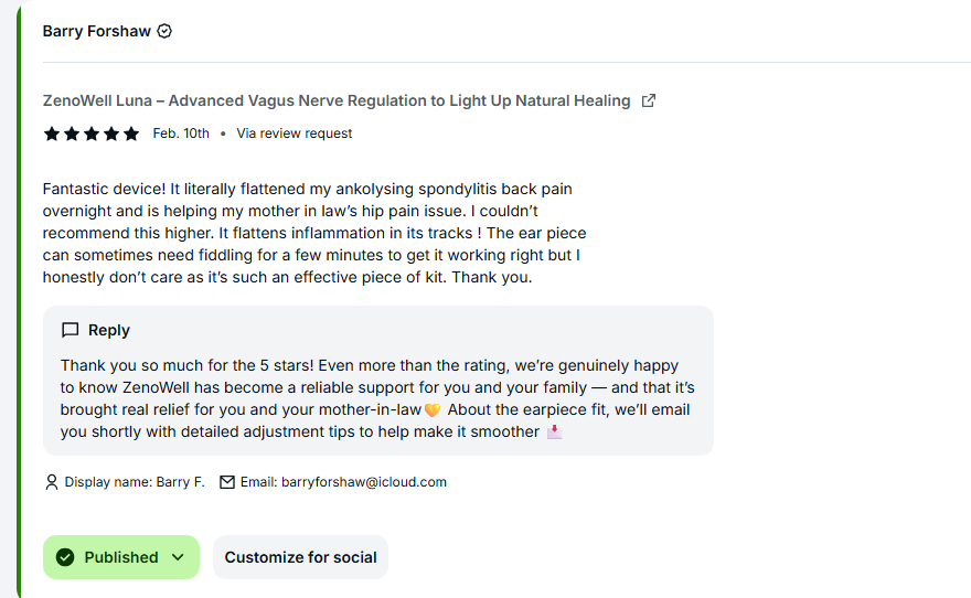 Barry Forshaw body pain testimonial screenshot