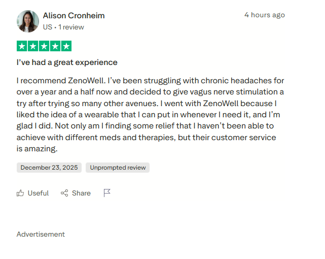 Alison C. headache testimonial screenshot