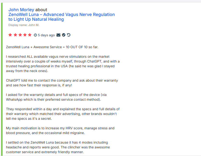John M. headache testimonial screenshot