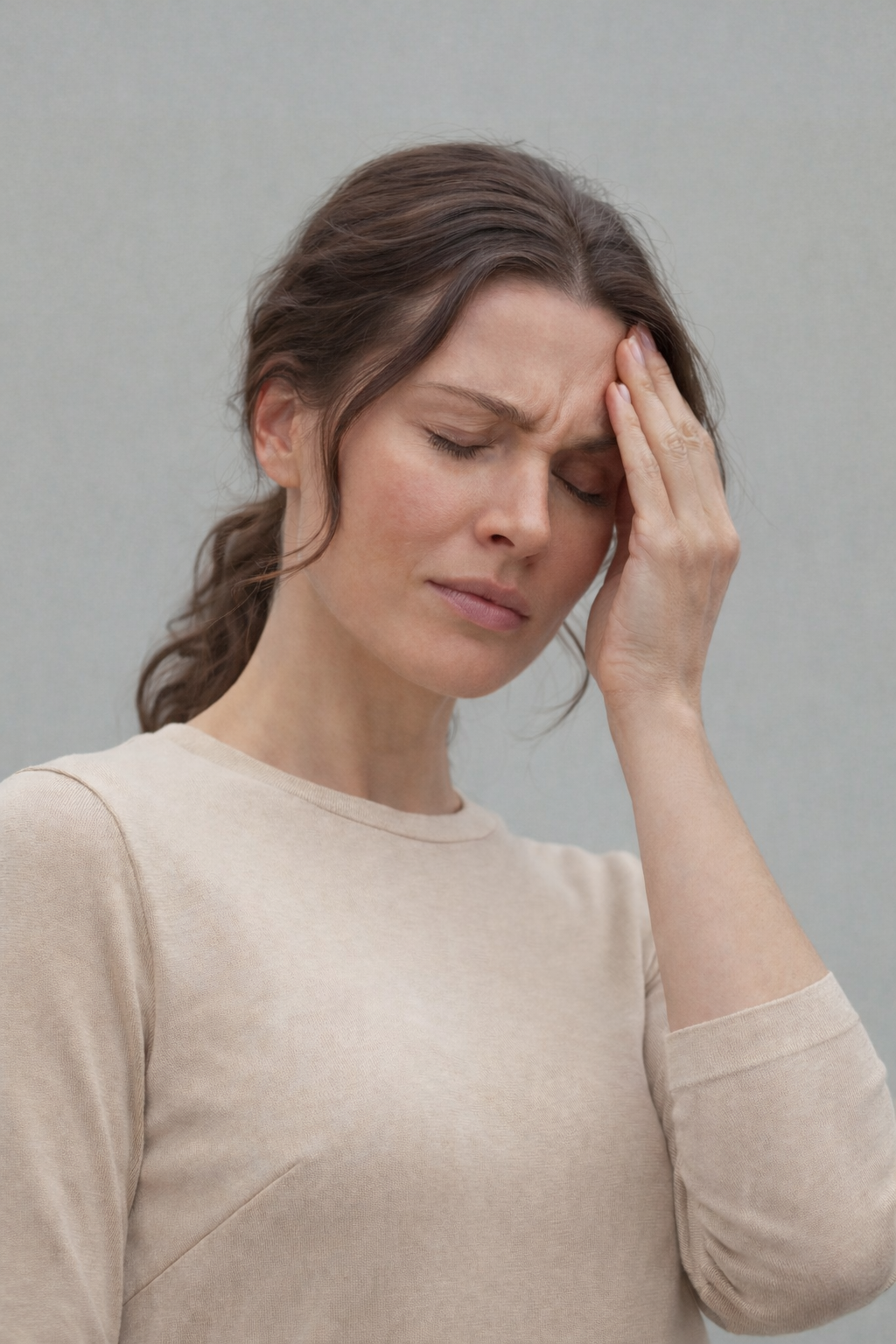 Woman experiencing headache